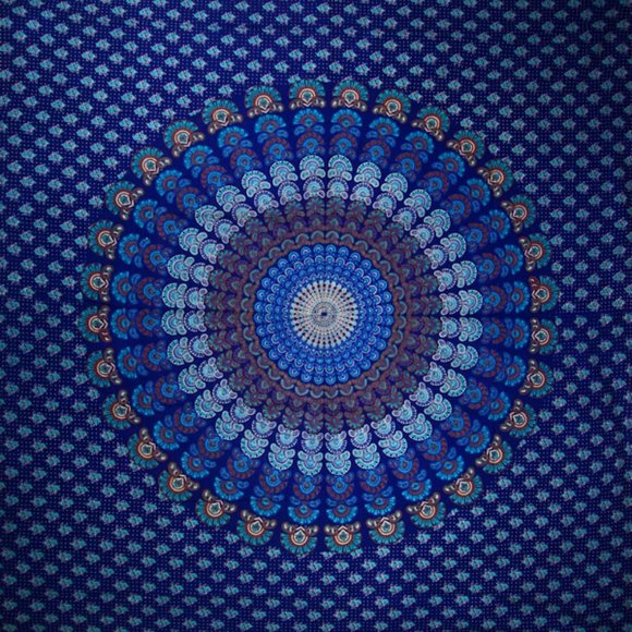 Vintage Peacock Dance Mandala Cotton Tapestry - Picture 2 of 5